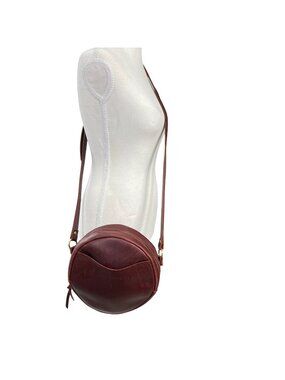 Portland Leather Almost Perfect Circle Crossbody Bag in Coldbrew 9" Round